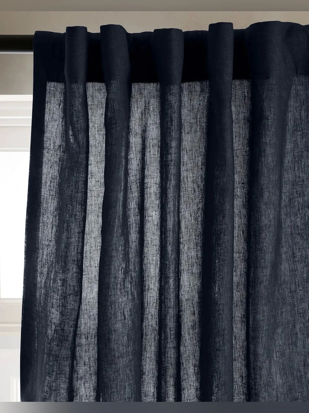 NWOT Quince European Linen Curtain - Single Panel, 96 X 84 (Navy)  MSRP $134